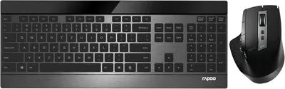 Produktbild von Tastatur-Maus Set Wireless Deskset 3200 DPI Sensor wiederaufladbarer Akku flaches Aluminium Design DE-Layout QWERTZ PC & Mac - schwarz