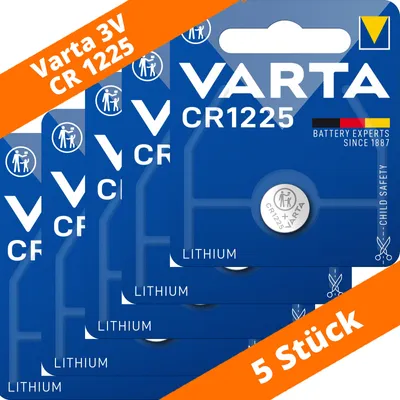 Produktbild von 5 x Varta CR 1225 DL1225 3V Lithium Batterien Knopfzellen 2,5 x 12,5 Blister 6225