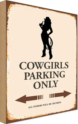 Produktbild von vianmo Holzschild 18x12 cm Cowgirls parking only Warnschild Hinweisschild