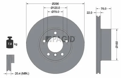 Produktbild von PAGID Bremsscheibe Vorne für BMW 5 Limousine (E39) 296mm 50439NHC