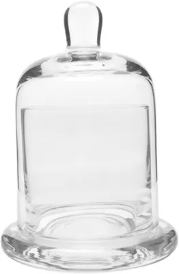 Immagine prodotto di Cupola in vetro - Coperchio per terrario - Elemento decorativo per presentazioni - Con base in legno - 14,2 x 13 cm - Trasparente