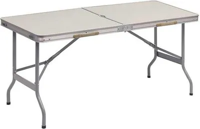 Obrázek produktu pro Skládací hliníkový kempingový stůl, stůl na večírky, lehký, 150 x 60 x 69,5 cm, béžová/šedá