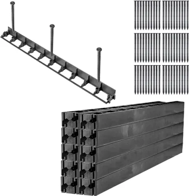 Produktbild von KADAX Rasenkante mit 60 Nägel "Raberg", Beeteinfassung aus Kunststoff mit Click-System, Schwarz, 58 mm, 20 Stück