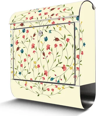 Produktbild von Edelstahl Briefkasten mit Zeitungsfach Blumenreigen großer Design Postkasten rostfrei, A4 Einwurf [BKGE2 10755]