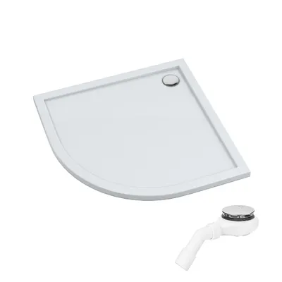 Produktbild von AQUABAD Duschwanne/Duschtasse Villa mit LeakProtect Technologie Smooth White 90x90cm Viertelkreis R55 | inkl. Tempoplex Ablaufgarnitur 6963