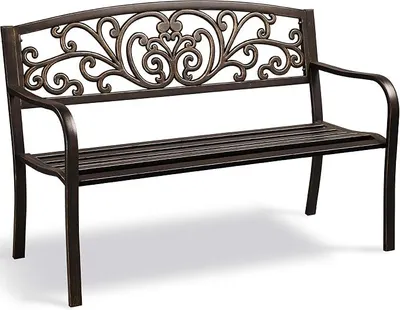 Produktbild von Gartenbank Metall 127x63x86,5 cm mit Rückenlehne Armlehne, Bronze | Wetterfest Parkbank, Eisenbank Ruhebank für 2-3 Sitzer, Ergonomische Sitzfläche Vintage Sitzbank für Garten/Terrasse/Balkon