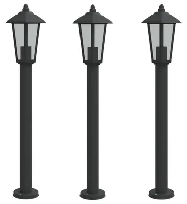 Immagine prodotto di vidaXL Luci da sentiero 3 pezzi nero 80 cm acciaio inox