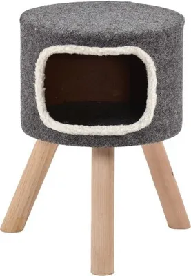 Produktbild von Wohn-Höhle Katzen-Höhle mit Kratz-Brett für Katzen und kleine Hunde modern grau mittelhoch 'Style' Gr.1