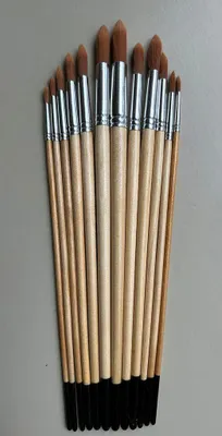 Produktbild von Vintage Paint Pinsel Set 12-teilig – Rund- & Flachpinsel für Kreidefarbe, Wachs, Lack & Schablonentechnik – Profi Malerpinsel Set Holzgriff
