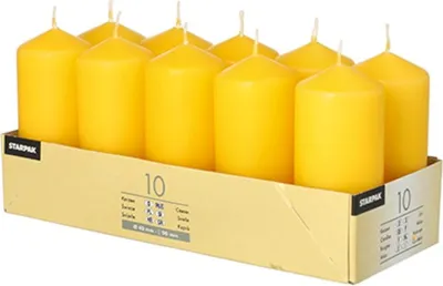 Produktbild von STARPAK Stumpenkerze Durchmesser: 40 mm goldgelb 10 Stück