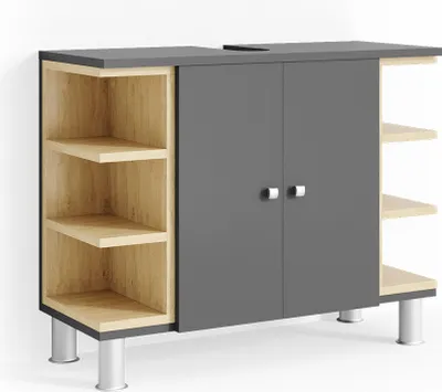 Produktbild von Vicco Waschbeckenunterschrank Aquis, 79 x 64 cm, Anthrazit/Sonoma
