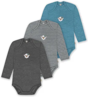 Produktbild von normani 3er Pack Baby Merino Body Langarm