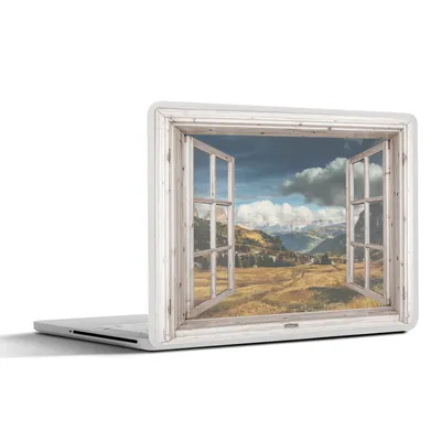 Produktbild von MuchoWow® Laptop Aufkleber Sticker Cover Holz - Aussicht - Berg 30x21 cm - Sticker für Laptop - Selbstklebend