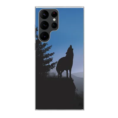 Produktbild von MuchoWow® Handyhülle Schutzhülle Hülle für Samsung Galaxy S22 Ultra Wolf - Bäume - Scherenschnitt Silikon Softcase Handy Hülle - Abbildung