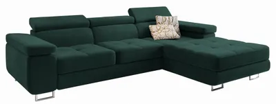 Produktbild von Masseno Ecksofa ELMA R-S mit Schlaffunktion L-Form, Sofa mit Bettkasten, Wohnzimmersofa, Couch, Soffa, Bettsofa, Couchgarnitur- Grün, MONOLITH 37