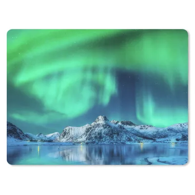 Produktbild von MuchoWow® Mauspad Mousepad Nordlichter - Berg - Schnee 23x19 cm - Mousepads - Maus Mat - Pad - Mausunterlage - Schreibtischunterlage - Mauspad