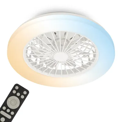 CCT Deckenventilator mit Licht, 5 Stufen, dimmbar, 48,5 cm, weiß