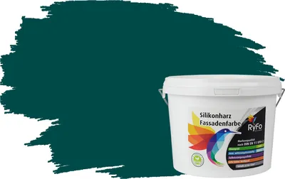 Produktbild von RyFo Colors Silikonharz Fassadenfarbe Lotuseffekt Trend Amazonasgrün 3l - bunte Fassadenfarbe, weitere Grün Farbtöne und Größen erhältlich, Deckkraft Klasse 1