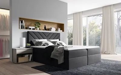 Produktbild von Kontinentales Bett IVANA 6 – 140x200, schwarz + Gratis-Topper