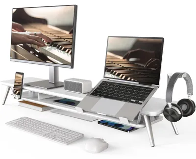 Productafbeelding van Monitorstandaard, 108cm, voor Monitor Scherm Computer (Wit)