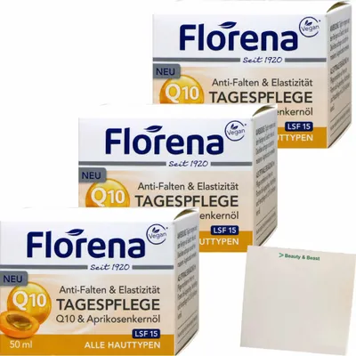 Produktbild von Florena Gesicht Q 10 Antifalten Tagescreme 3er Pack (3x50ml) + usy Block