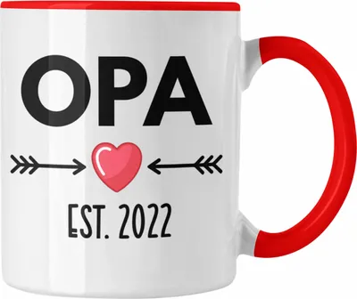 Produktbild von Trendation - Du Wirst Opa 2022 Geschenk Schwangerschaft Verkünden Opa Überraschung Baby Kaffeetasse (Rot)
