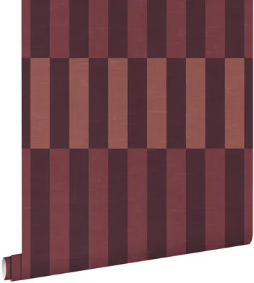 Produktbild von ESTAhome Tapete Leinenoptik-Streifen Lila und Burgunderrot 50 x 900 cm