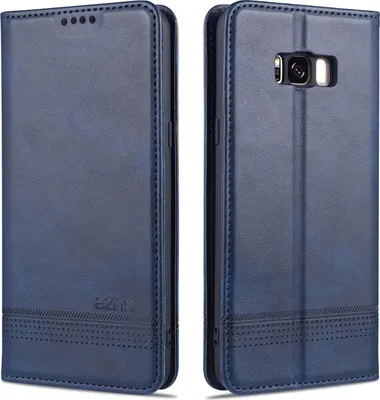 Image de LaimTop Etui en cuir pour Samsung S8, étui à rabat Portefeuille Fermeture magnétique Support Housse de protection pour Samsung Galaxy S8 Bleu