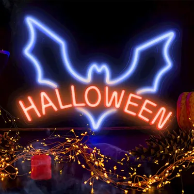 Image de Neolia NNE17 veilleuse néon PLEXI LED HALLOWEEN enseigne lumineuse LED signe bleu-rouge