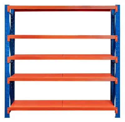 Zdjęcie produktu dla Regał magazynowy metalowy warsztatowy 5-półkowy Mega-M FORTIS LIGHT 200x200x60 cm moduł bazowy