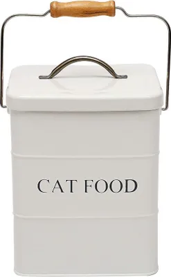 Produktbild von Aufbewahrungstopf für Katzenfutter mit Deckel und Löffel - Weiß