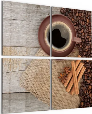 Produktbild von DEQORI Glasbild Echtglas 4x50x50 cm 'Blick in Kaffeetasse' Wandbilder XXL groß