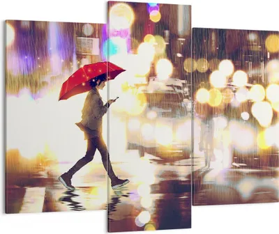 Produktbild von Bild auf Leinwand - Leinwandbild - Stadt Straße Nacht - 130x100cm - Wand Bild - Wanddeko - Leinwanddruck - Bilder - Kunstdruck - Wanddekoration - Leinwand bilder - Wandkunst - CB130x100-4016