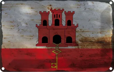Produktbild von vianmo Blechschild 12x18 cm Gibraltar Rost Flagge Fahne Wappen