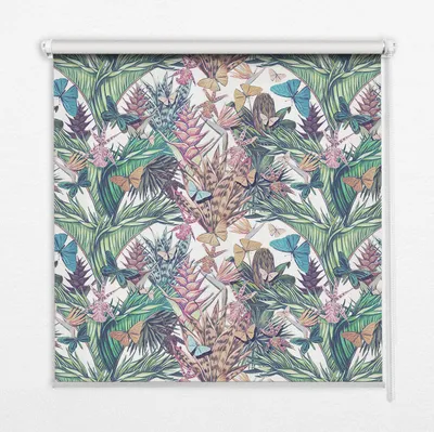 Produktbild von Seitenzug-Rollo Fensterrollo Jalousie - Thermo-Rollo Verdunkelungsrollo - 90x140 cm - Schmetterlinge auf Blumen