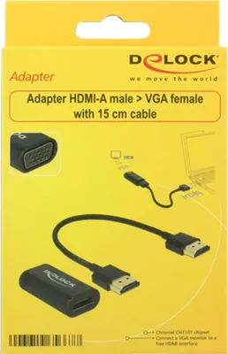 Produktbild von Delock Adapter HDMI-A male > VGA female - Videokonverter - HDMI - VGA - retail