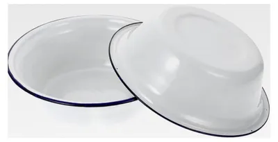 Produktbild von 2 Stück Emaille Schüsseln aus bruchfestem emailliertem Stahlblech, 20 cm, runde Servier- und Gemüseschalen für Haushalt und Küche