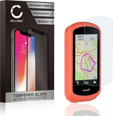 Image de CELLONIC Backcover + Protection d'écran compatible avec Garmin Edge 1030 / Edge 1030 Plus Silicone Housse de Protection Cover Case Etui Sleeve orange