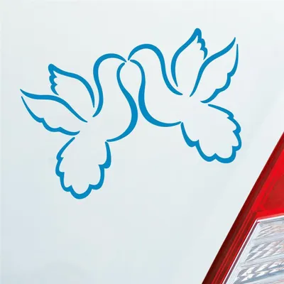 Produktbild von Auto Aufkleber Liebestauben Liebe Love Taube Hochzeit 12x9 cm Hellblau Sticker Heckscheibenaufkleber