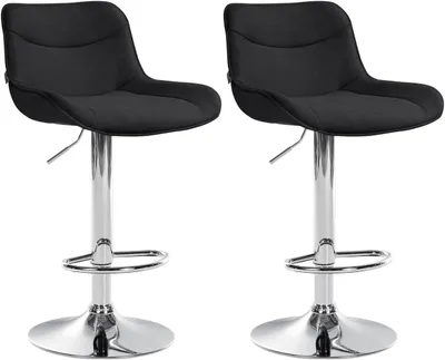 Produktbild von 2er Set Barhocker Vonore Stoff chrom schwarz