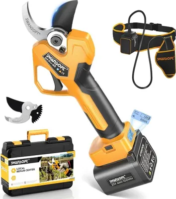 Imagen del producto de Cortacéspedes eléctricos, inalámbricos, con motor sin escobillas, color amarillo, con dos baterías