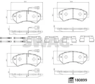Produktbild von SWAG Bremsbeläge Satz Vorne Bremsklötze für FIAT Ducato Kastenwagen (250, 290) 33 10 7998