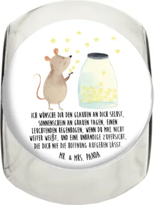 Produktbild von Mr. & Mrs. Panda Bonboniere Maus Sterne L 870ml - Weiß - Geschenk, Träume, Kaffeedose, Kindergeburtstag, Glasdose, Geburtstag, Hoffnung, Vorratsbehälter, Dekoglas