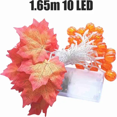 Obrázok produktu pre LED javorový list svetelný reťazec jeseň girlanda svetlo pre vďakyvzdanie dovolenka dekorácie 5 tekvica svetla a 5 listov svetla