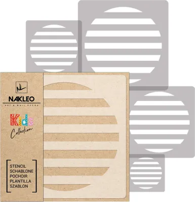 Produktbild von Schablonen Malen für Kinder, 5 Stück Set 9x9 cm bis 34x34 cm Halbon Gestreifter Kreis, Wiederverwendbare Kunststoff für Kinderzimmer Malvorlage Raumdekoration