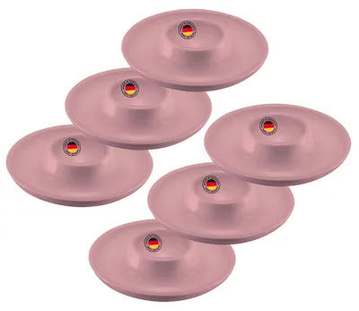 Eierbecher-Set 6 Stück + 6 Löffel, Kunststoff, rosa, ø10 cm