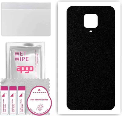 Produktbild von apgo Rückseite Schutzfolie, Skin, kompatibel mit Xiaomi Redmi Note 9 Pro, Hinten Displayschutzfolie aus Vinylfolie, kratzfest, einfache Montage - Mattschwarz