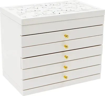 Obrázok produktu pre Organizér na šperky, moderný dizajn, šesť úrovní úložného priestoru, BIELA