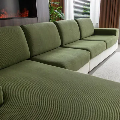 Produktbild von Stretch Sofa Sitzkissenbezüge, Antirutsch und Waschbar, Universell, Grün