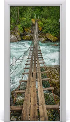 Produktbild von Tulup Türaufkleber 95x205 cm Dekorative Aufkleber Selbstklebend Wasserdichte Tapete Abnehmbar Schlafzimmer Wohnzimmer Wohnkultur - Hängebrücke